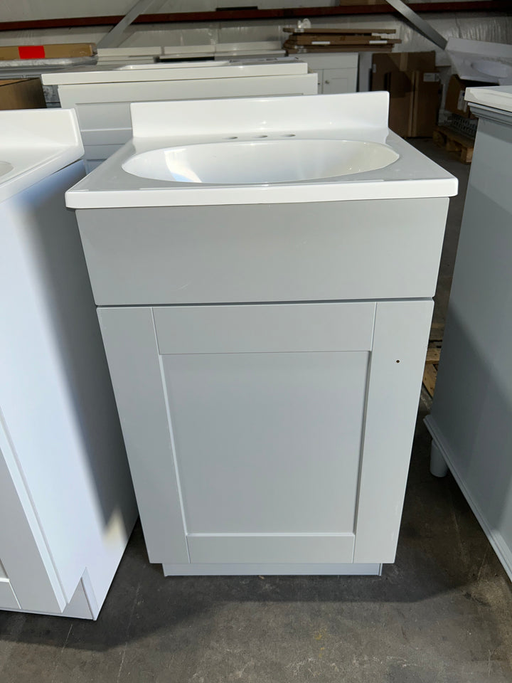 Project Source Dover 18-in Light Gray Single Sink Bathroom Vanity with White Cultured Marble Top (damaged)