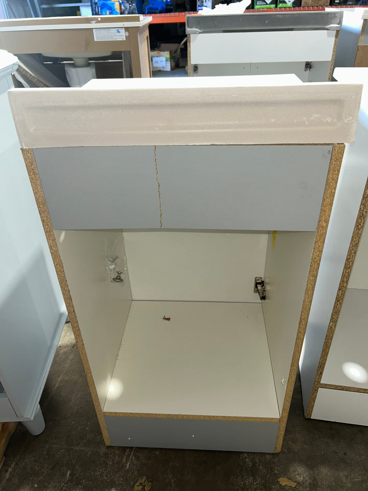 Project Source Dover 18-in Light Gray Single Sink Bathroom Vanity with White Cultured Marble Top (damaged)