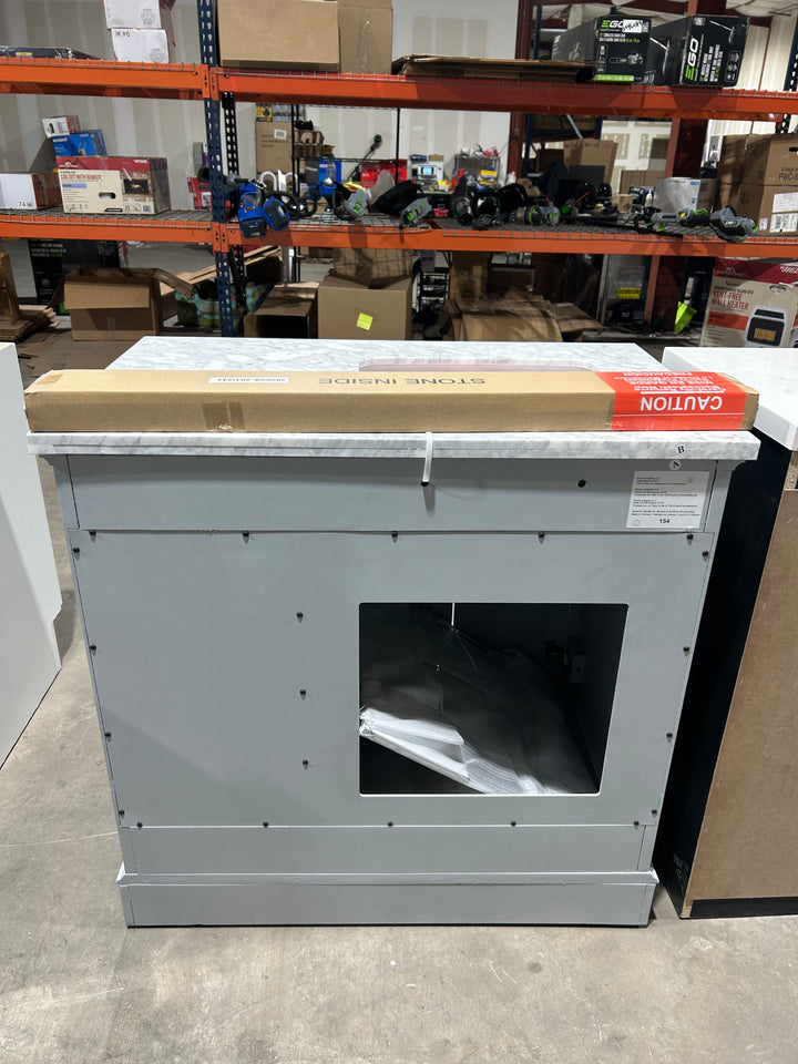 allen + roth Roveland 36-in Muse Gray Undermount Single Sink Bathroom Vanity with Natural Carrara Natural Marble Top (open box)