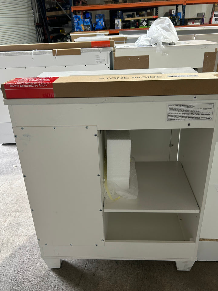 allen roth Rigsby 30-in White Undermount Single Sink Bathroom Vanity with White Engineered Marble Top (damaged)