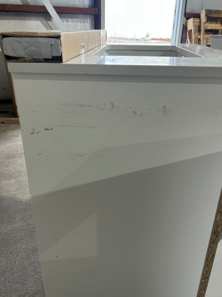 allen roth Rigsby 30-in White Undermount Single Sink Bathroom Vanity with White Engineered Marble Top (damaged)