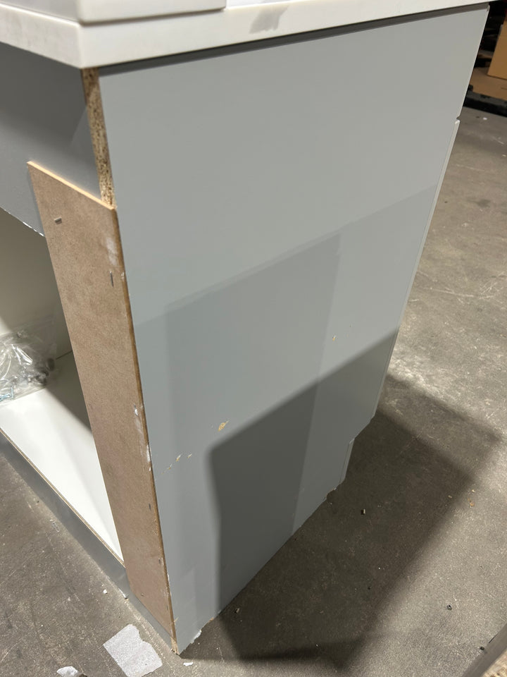 Project Source Series 60-in Light Gray Bathroom Vanity Base Cabinet with Top (damaged)