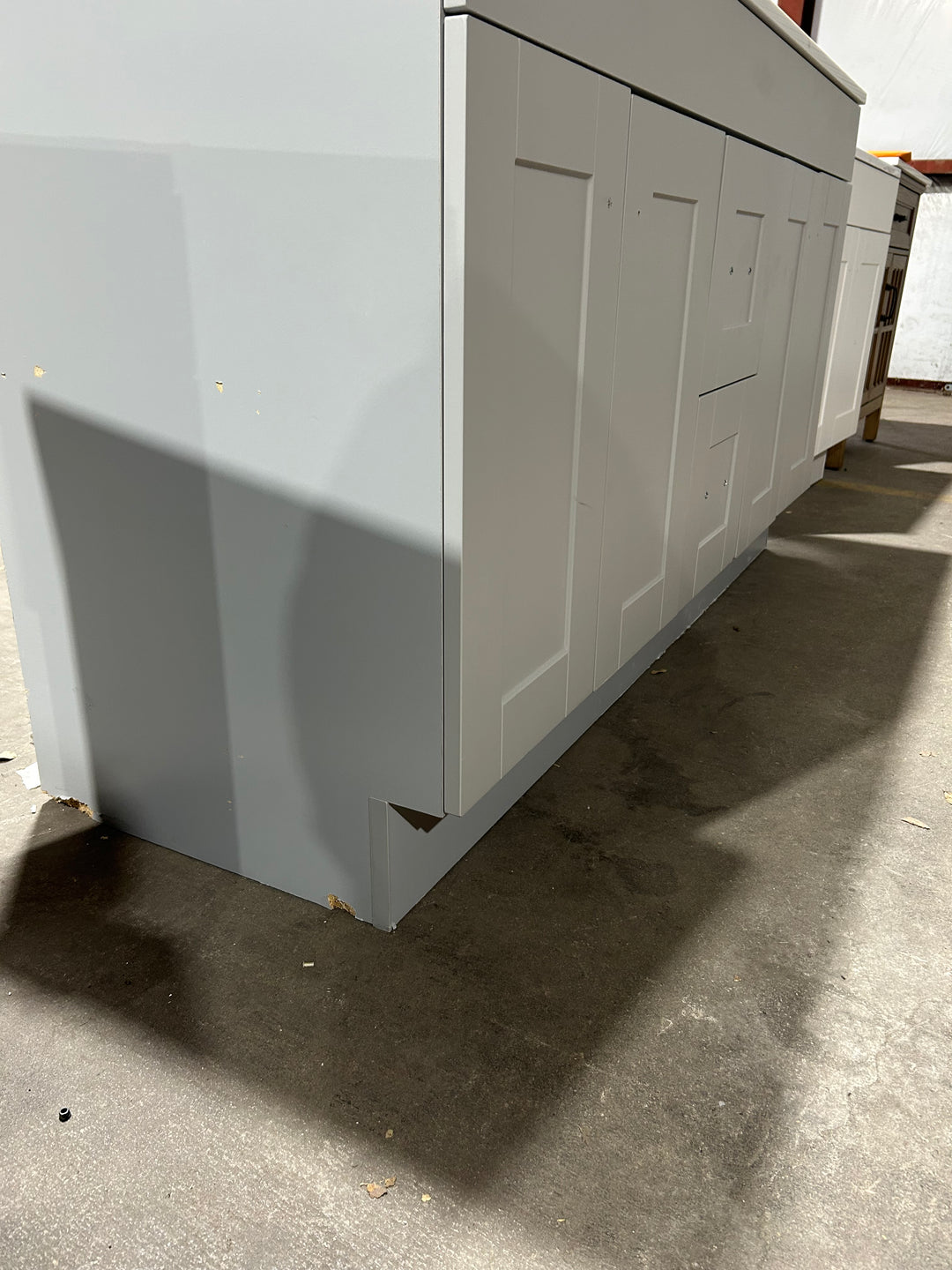 Project Source Series 60-in Light Gray Bathroom Vanity Base Cabinet with Top (damaged)