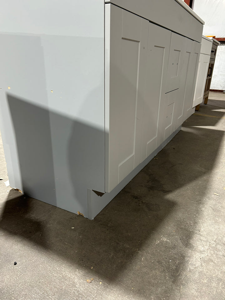 Project Source Series 60-in Light Gray Bathroom Vanity Base Cabinet with Top (damaged)