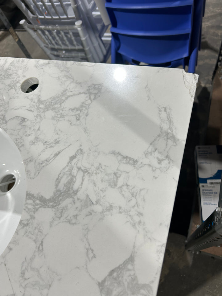 allen + roth Rian 30-in Sea green Undermount Single Sink Bathroom Vanity with White Engineered Stone Top (Damaged)