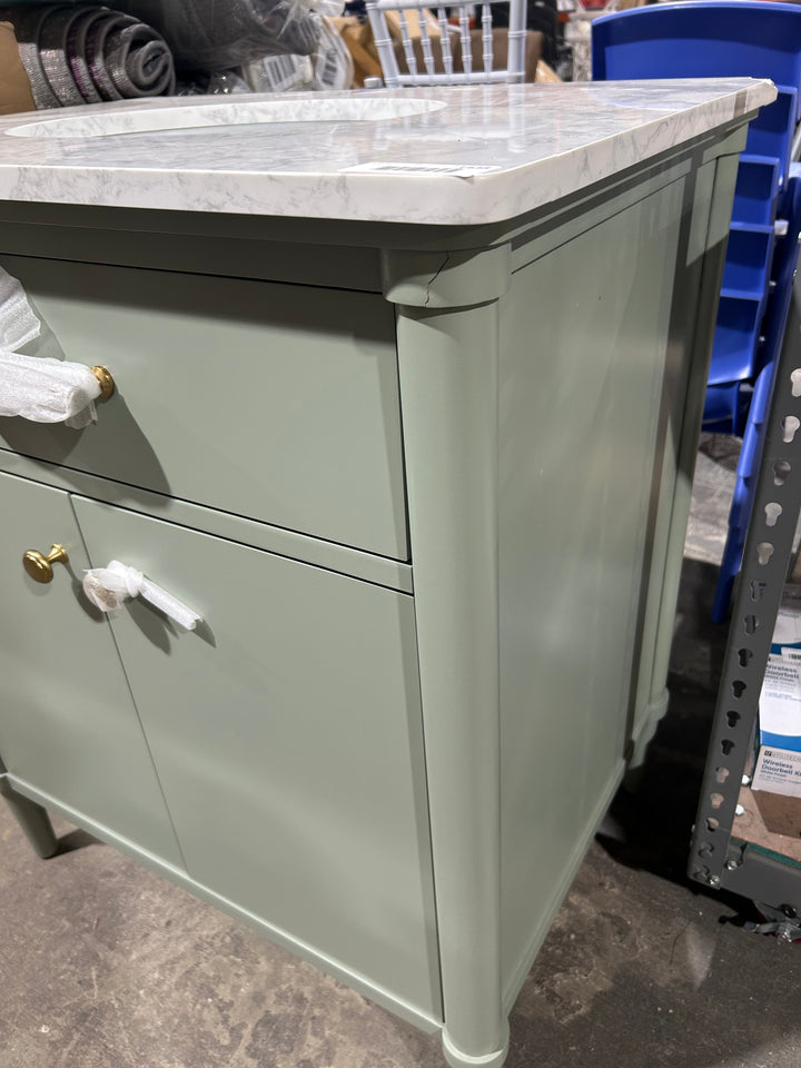 allen + roth Rian 30-in Sea green Undermount Single Sink Bathroom Vanity with White Engineered Stone Top (Damaged)