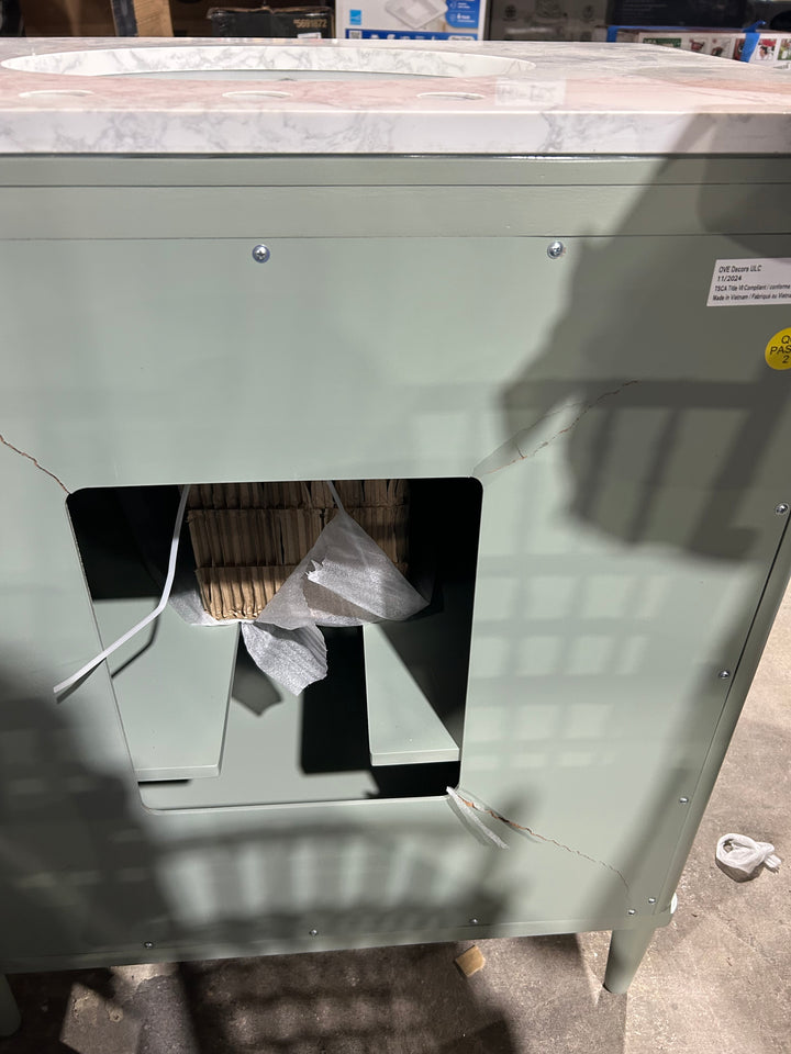 allen + roth Rian 30-in Sea green Undermount Single Sink Bathroom Vanity with White Engineered Stone Top (Damaged)