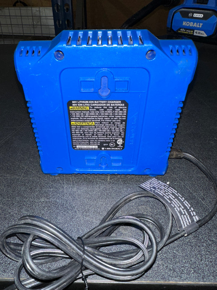 Kobalt 80 Volt Power Equipment Compact Battery Charger Model KRC 80-06 (USED)