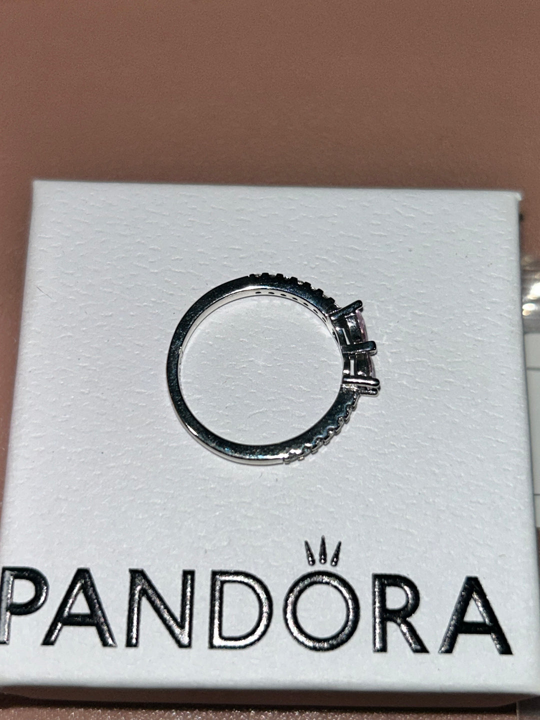 Pandora Sparkling Pink Bow Ring (used)