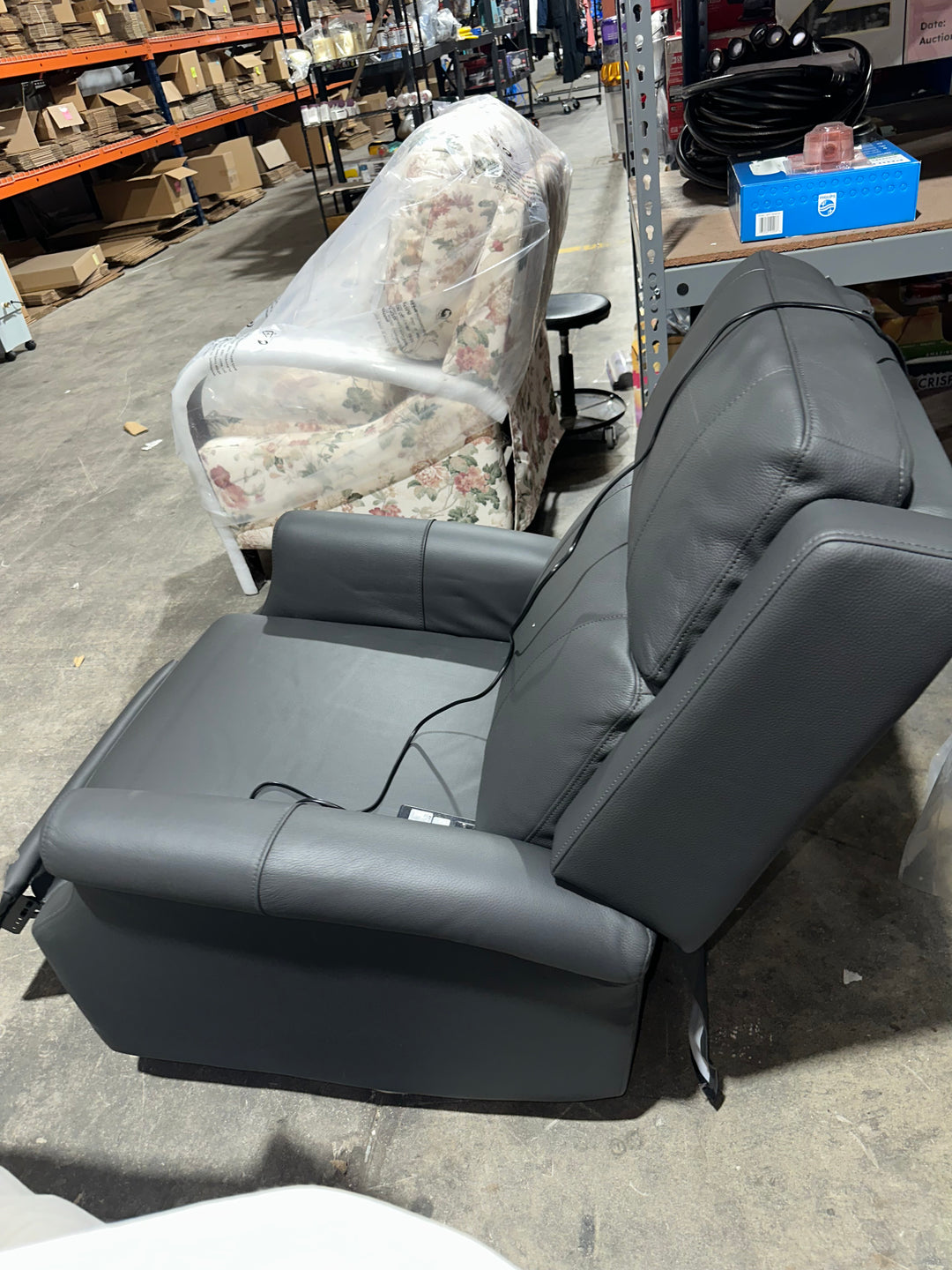 Benita Genuine Leather Swivel Rocker Power Recliner (new)