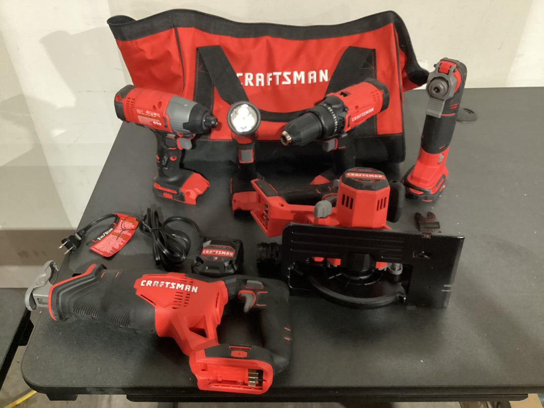 CRAFTSMAN V20 20-volt Max 6-Tool Power Tool Combo Kit with Soft Case and charger (NO BATTERIES)(Used)