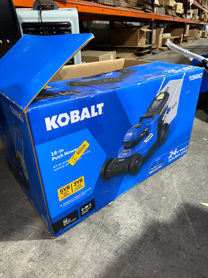 Kobalt 24-volt, 16-in Push Battery Walk Mower with (2) 4 Ah Battery Included (USED)(DONT LIST)