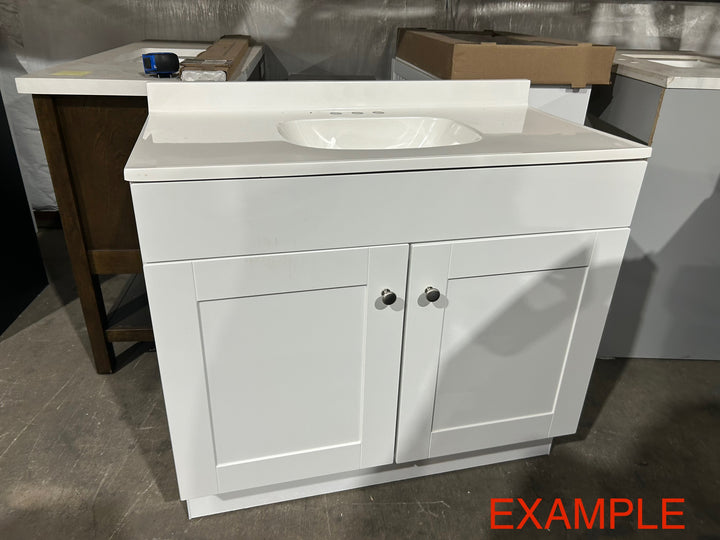 Project Source Dover 36-in White Single sink Bathroom Vanity with White Cultured marble Top