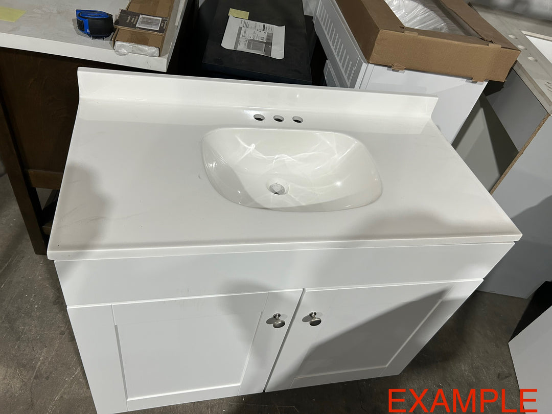 Project Source Dover 36-in White Single sink Bathroom Vanity with White Cultured marble Top