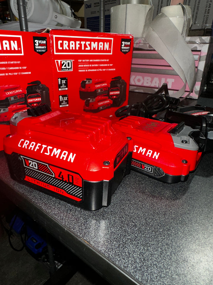 CRAFTSMAN V20 20 -Volt 2 -Pack Lithium-ion ( 4 Ah 2 Ah Battery and Charger ) (used)