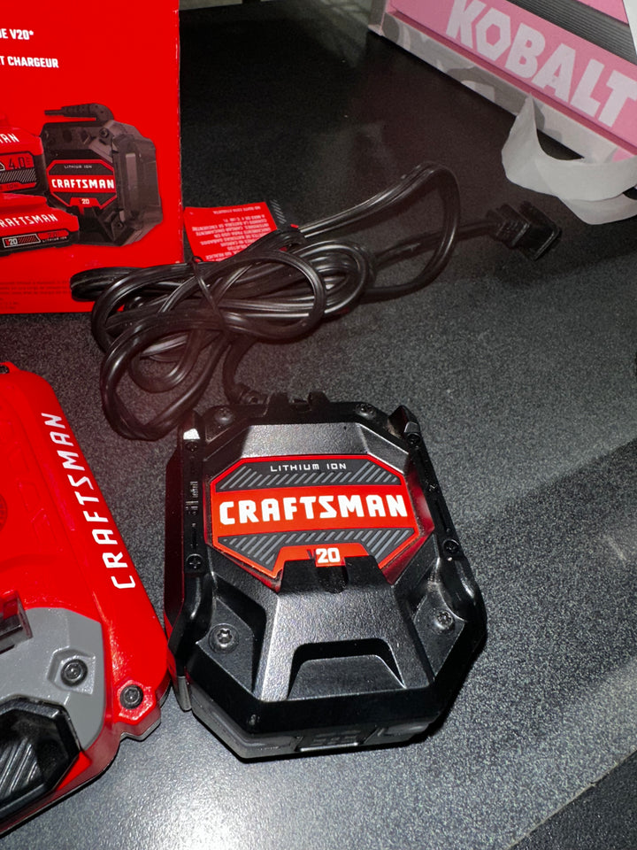 CRAFTSMAN V20 20 -Volt 2 -Pack Lithium-ion ( 4 Ah 2 Ah Battery and Charger ) (used)