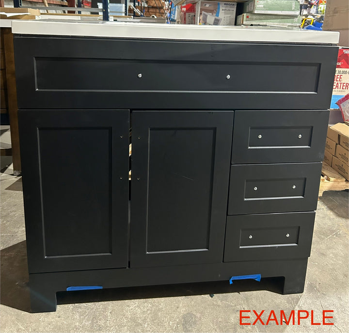 Style Selections Cauley 36-in Black Single Sink Bathroom Vanity with White Cultured Marble Top