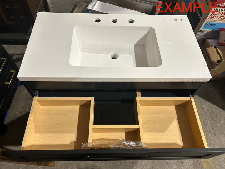 Style Selections Cauley 36-in Black Single Sink Bathroom Vanity with White Cultured Marble Top