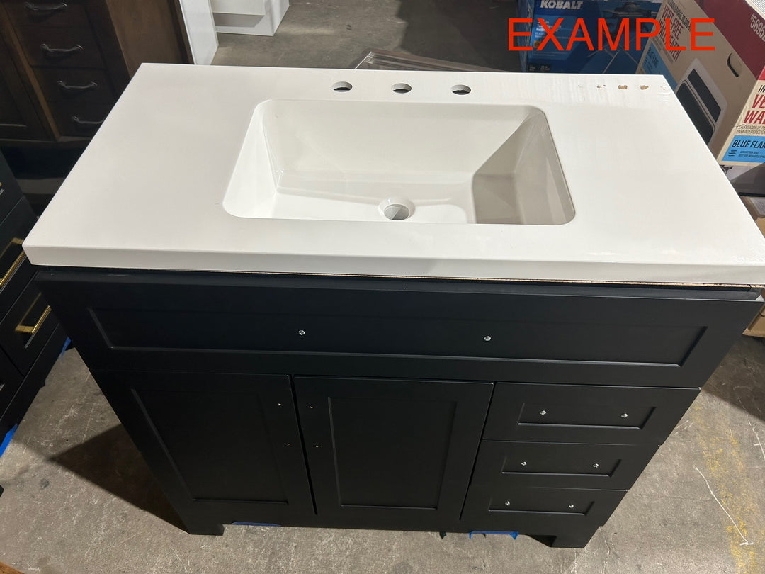 Style Selections Cauley 36-in Black Single Sink Bathroom Vanity with White Cultured Marble Top