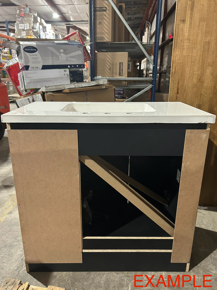 Style Selections Cauley 36-in Black Single Sink Bathroom Vanity with White Cultured Marble Top