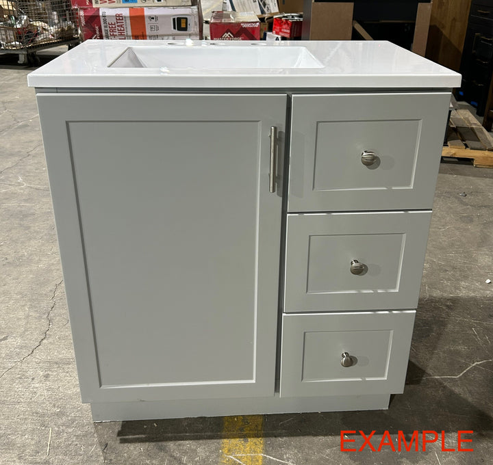 Style Selections Davies 30-in Gray Single sink Bathroom Vanity with White Cultured marble Top