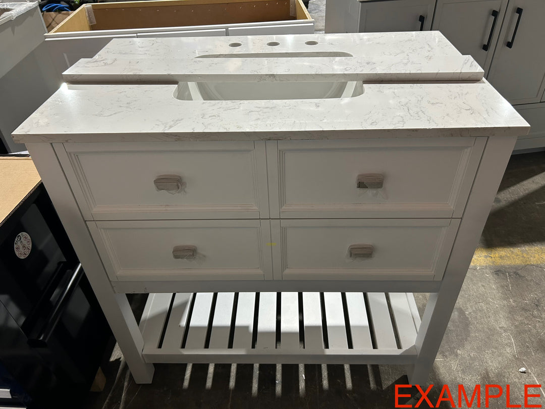 allen + roth Canterbury 36-in White Undermount Single Sink Bathroom Vanity with Carrara Engineered Marble Top (Open Box)
