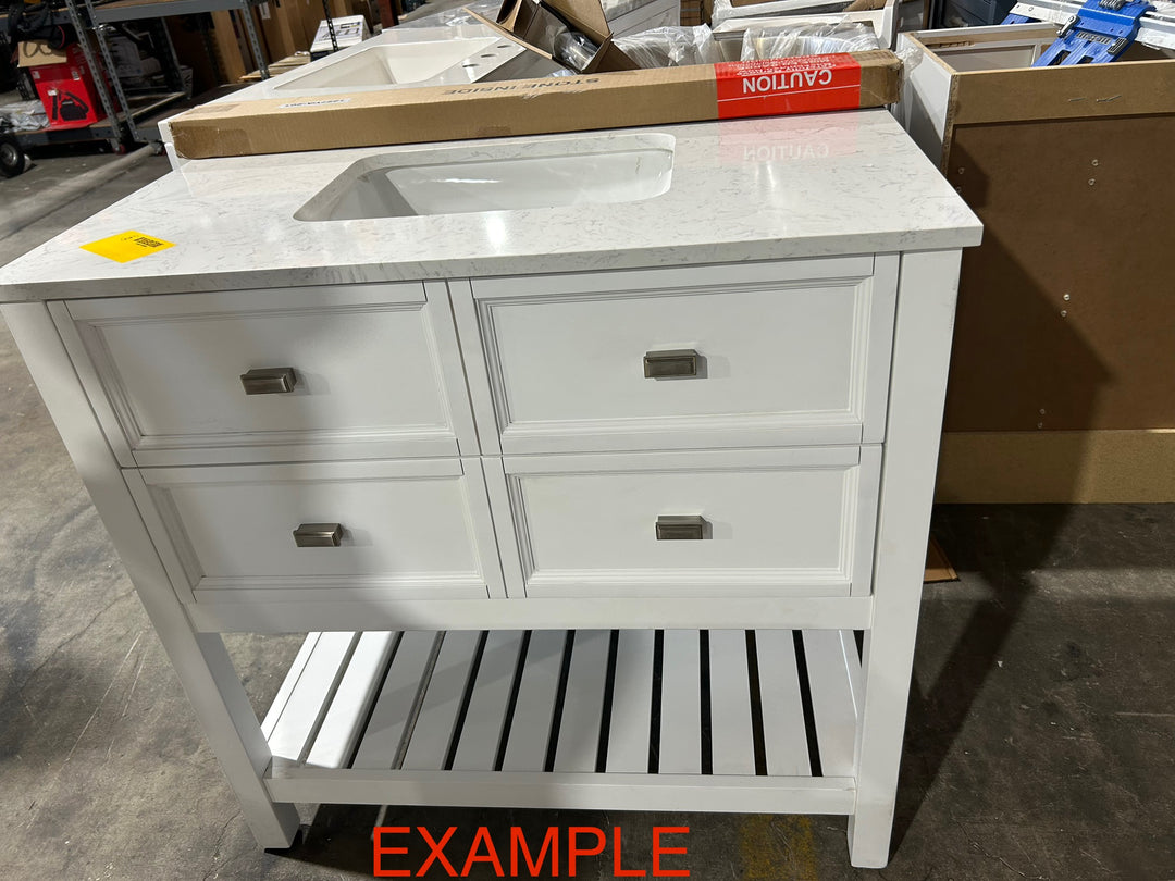 allen + roth Canterbury 36-in White Undermount Single Sink Bathroom Vanity with Carrara Engineered Marble Top (Open Box)