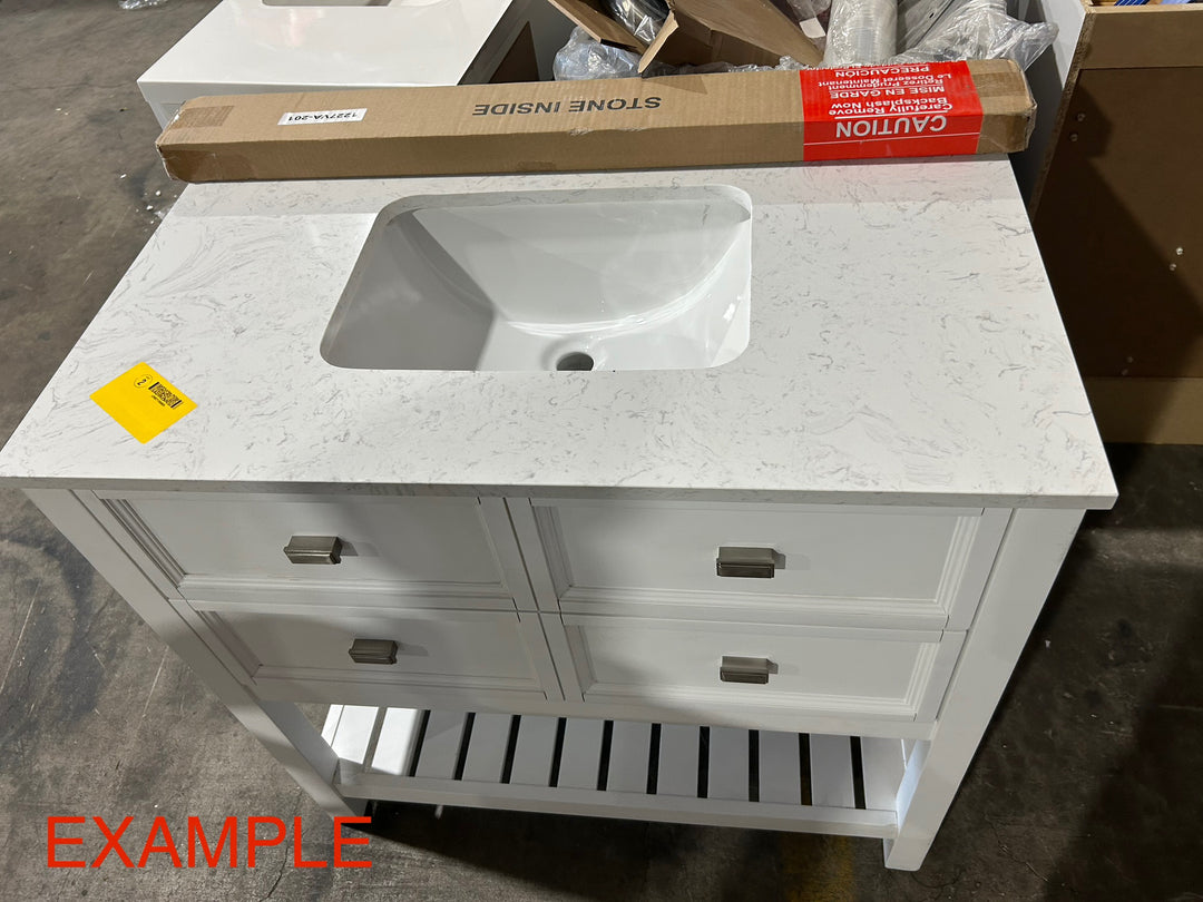 allen + roth Canterbury 36-in White Undermount Single Sink Bathroom Vanity with Carrara Engineered Marble Top (Open Box)