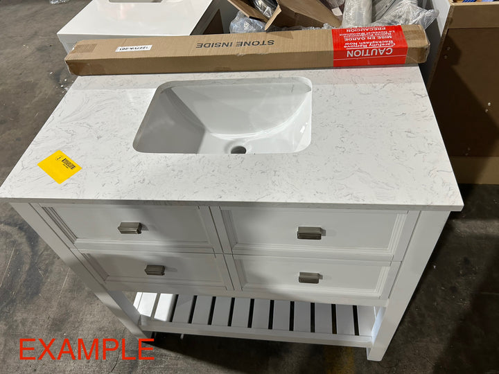allen + roth Canterbury 36-in White Undermount Single Sink Bathroom Vanity with Carrara Engineered Marble Top (Open Box)