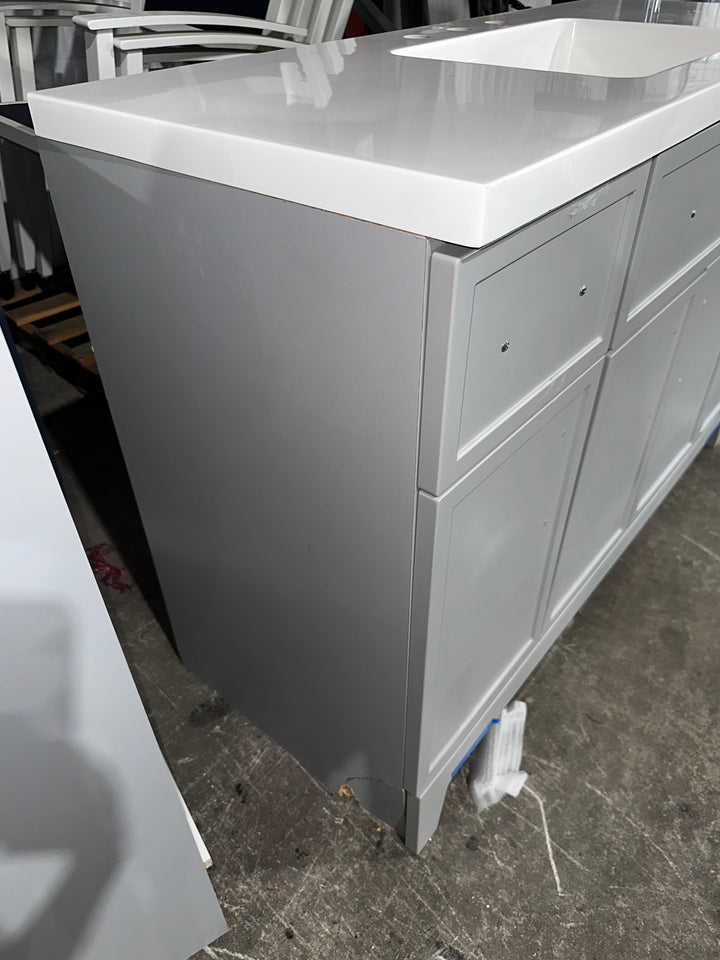 Style Selections Potter 48-in Light Gray Single Sink Bathroom Vanity with White Cultured Marble Top (DAMAGED)