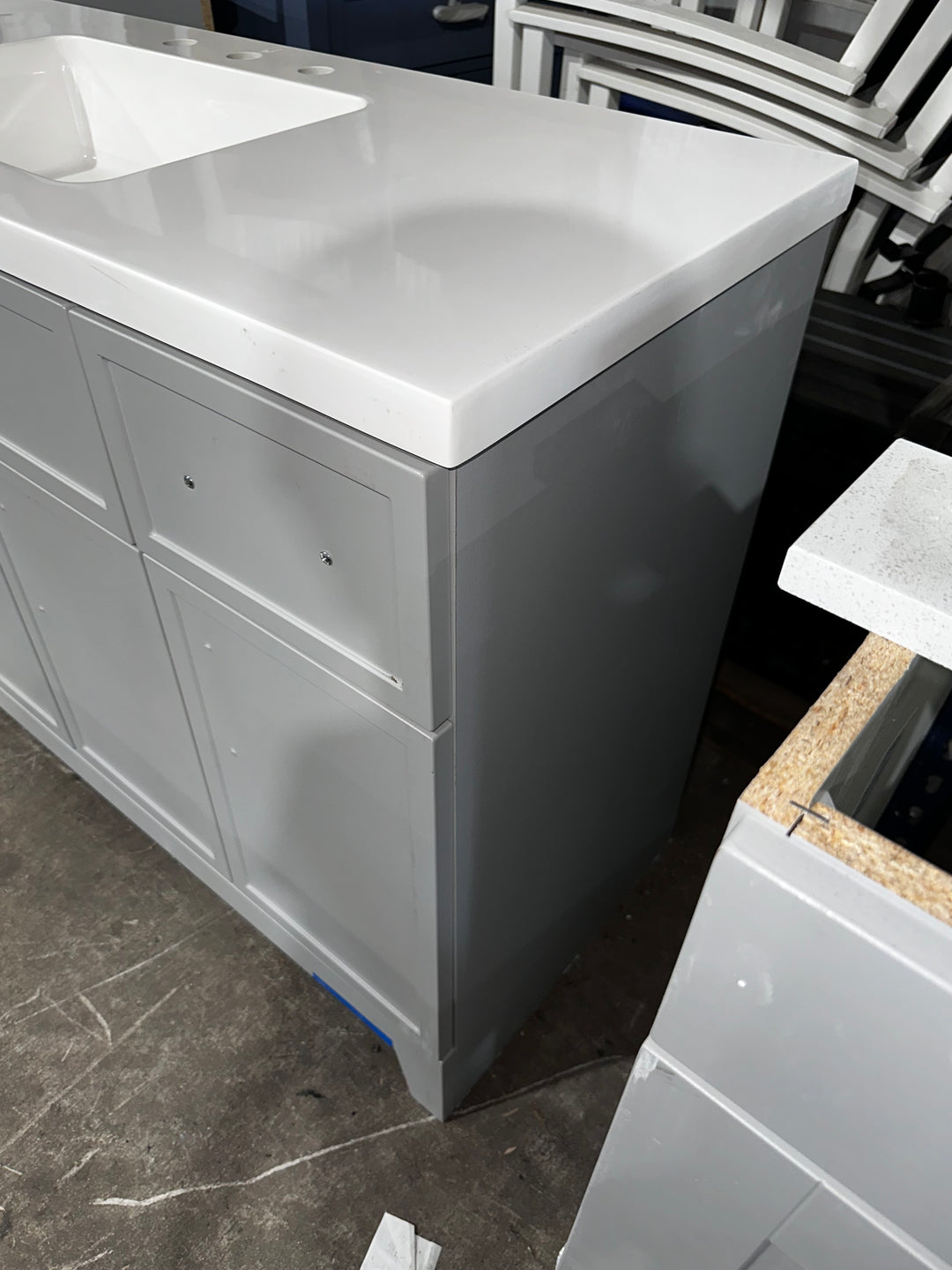 Style Selections Potter 48-in Light Gray Single Sink Bathroom Vanity with White Cultured Marble Top (DAMAGED)