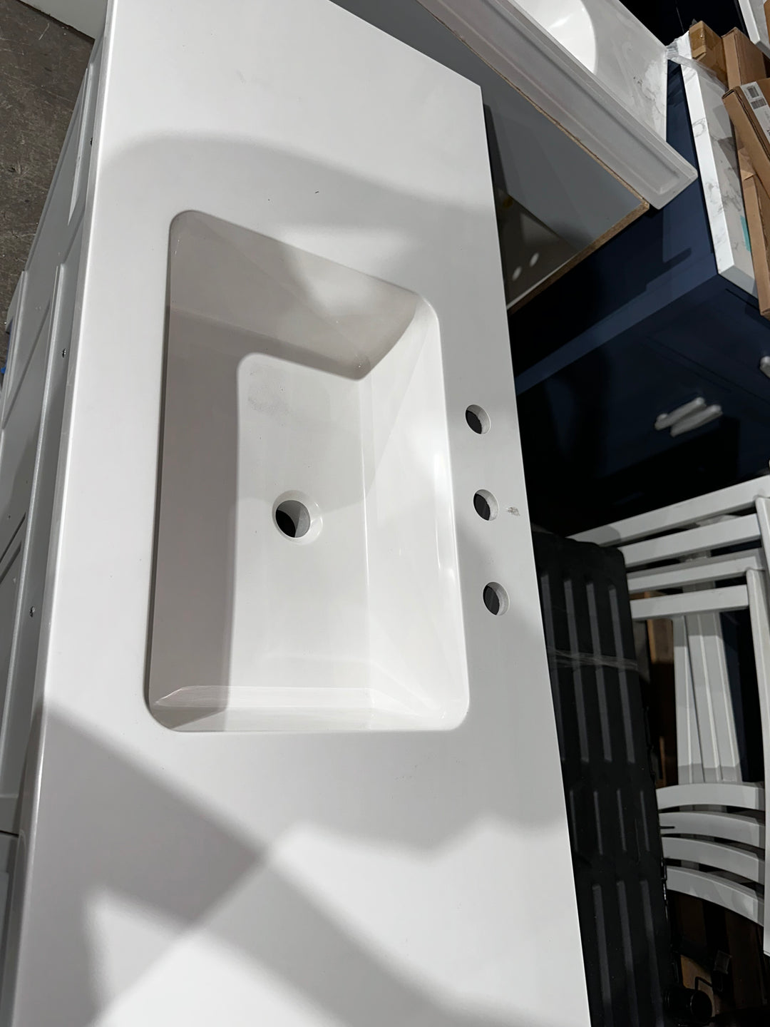 Style Selections Potter 48-in Light Gray Single Sink Bathroom Vanity with White Cultured Marble Top (DAMAGED)