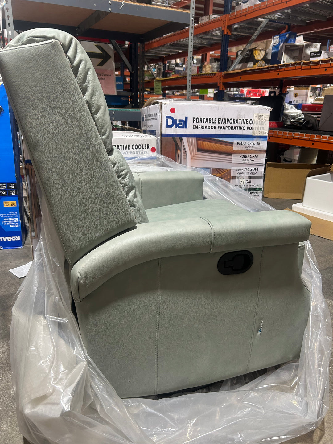 HULALA HOME Canace Modern Genuine Leather Manual Glider Rocker Recliner (Open Box)