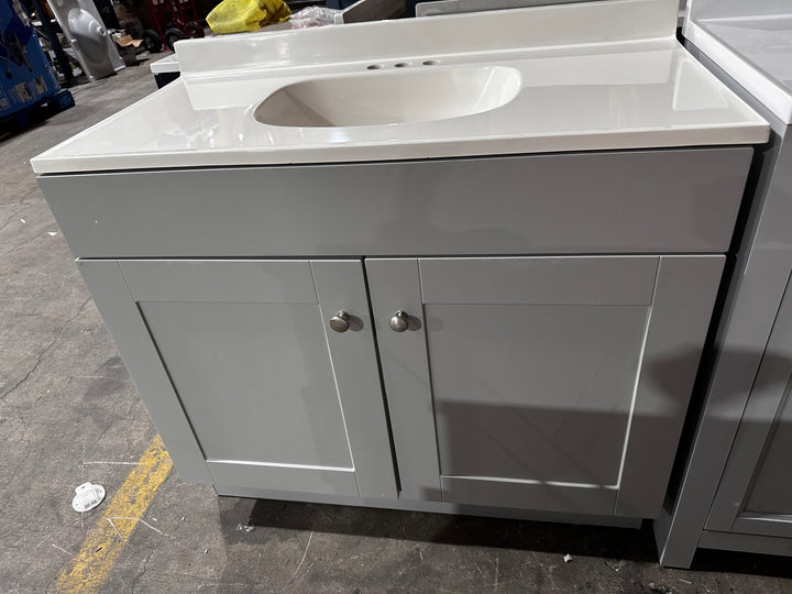 Project Source Dover 36-in Light Gray Single Sink Bathroom Vanity with White Cultured Marble Top (OPEN BOX)