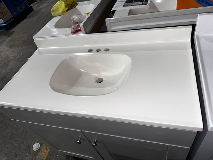 Project Source Dover 36-in Light Gray Single Sink Bathroom Vanity with White Cultured Marble Top (OPEN BOX)