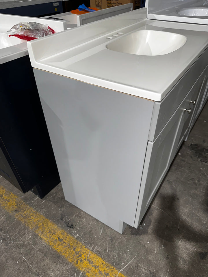 Project Source Dover 36-in Light Gray Single Sink Bathroom Vanity with White Cultured Marble Top (OPEN BOX)