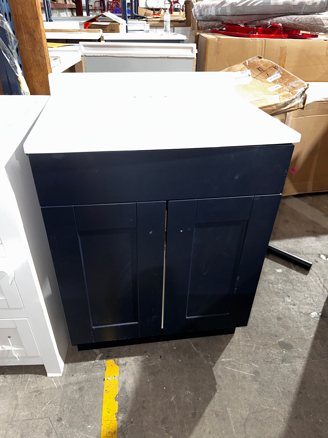 Project Source Dover 24-in Navy Blue Single Sink Bathroom Vanity with White Cultured Marble Top (Damaged)