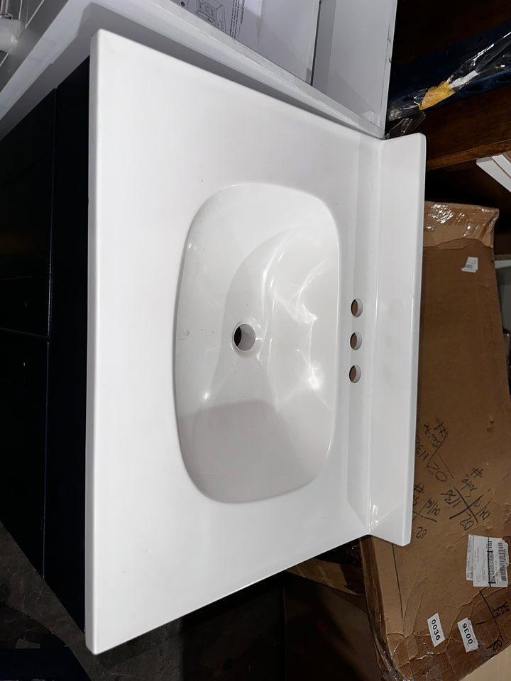 Project Source Dover 24-in Navy Blue Single Sink Bathroom Vanity with White Cultured Marble Top (Damaged)