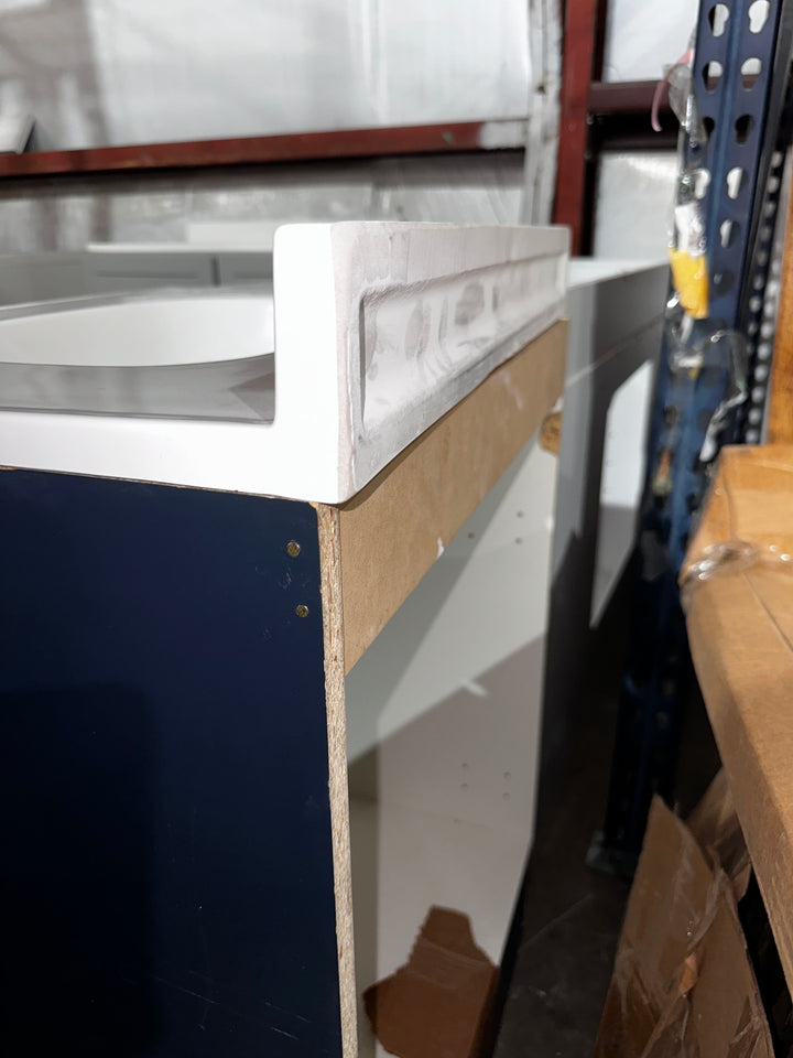 Project Source Dover 24-in Navy Blue Single Sink Bathroom Vanity with White Cultured Marble Top (Damaged)