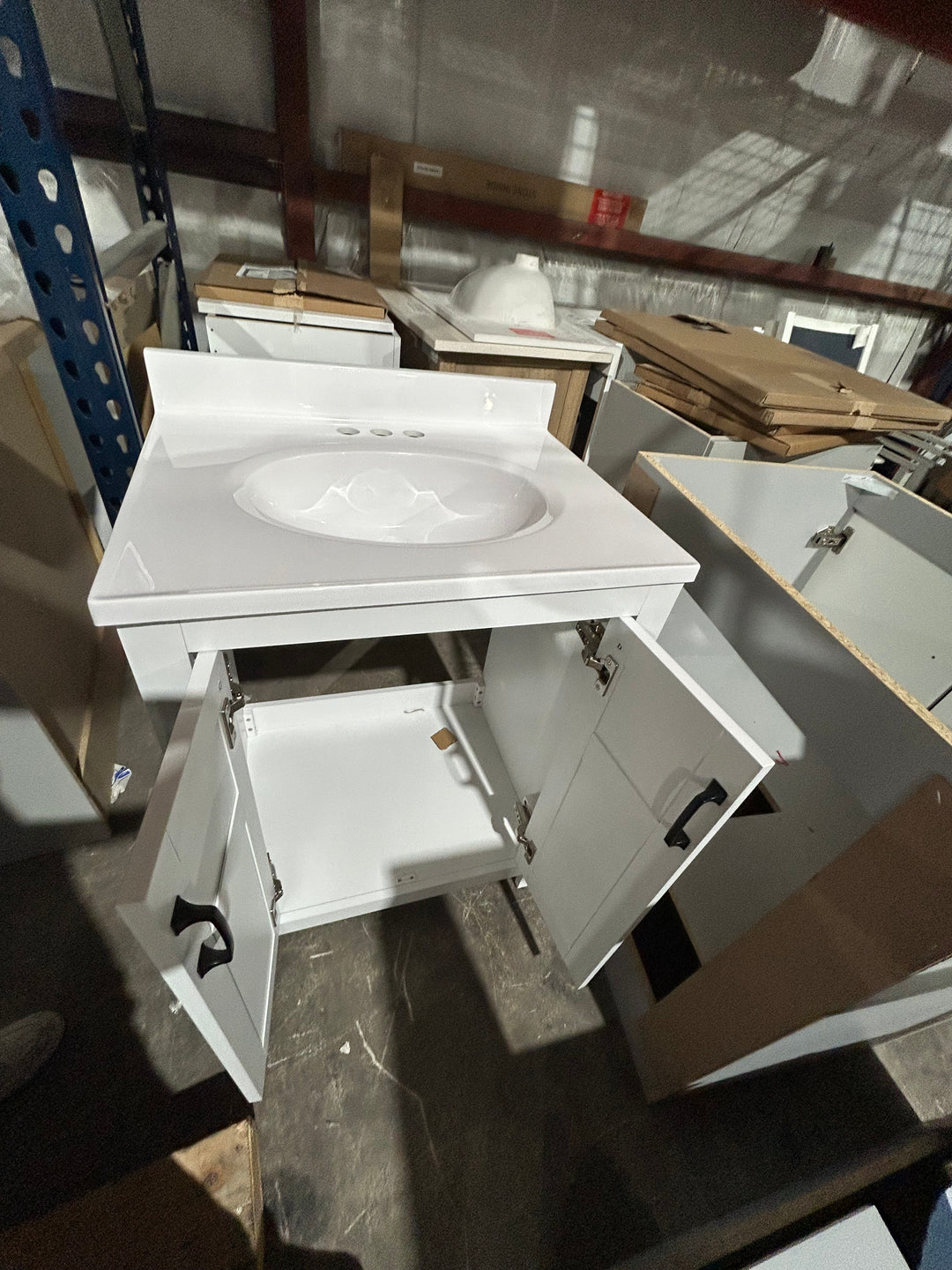 Style Selections Lowry 25-in White Single Sink Bathroom Vanity with White Acrylic Top (damaged)