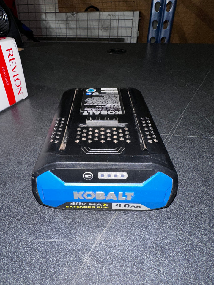 Soplador de hojas portátil a batería Kobalt Gen4 de 40 voltios, 520 CFM, 120 MPH, 4 Ah (batería y cargador incluidos) (caja abierta)