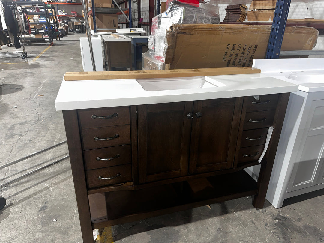 Allen + Roth Kingscote 48-in Espresso Undermount Single Sink Bathroom Vanity with White Engineered Stone Top (DAMAGED )
