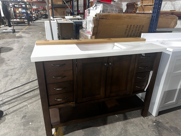 Allen + Roth Kingscote 48-in Espresso Undermount Single Sink Bathroom Vanity with White Engineered Stone Top (DAMAGED )
