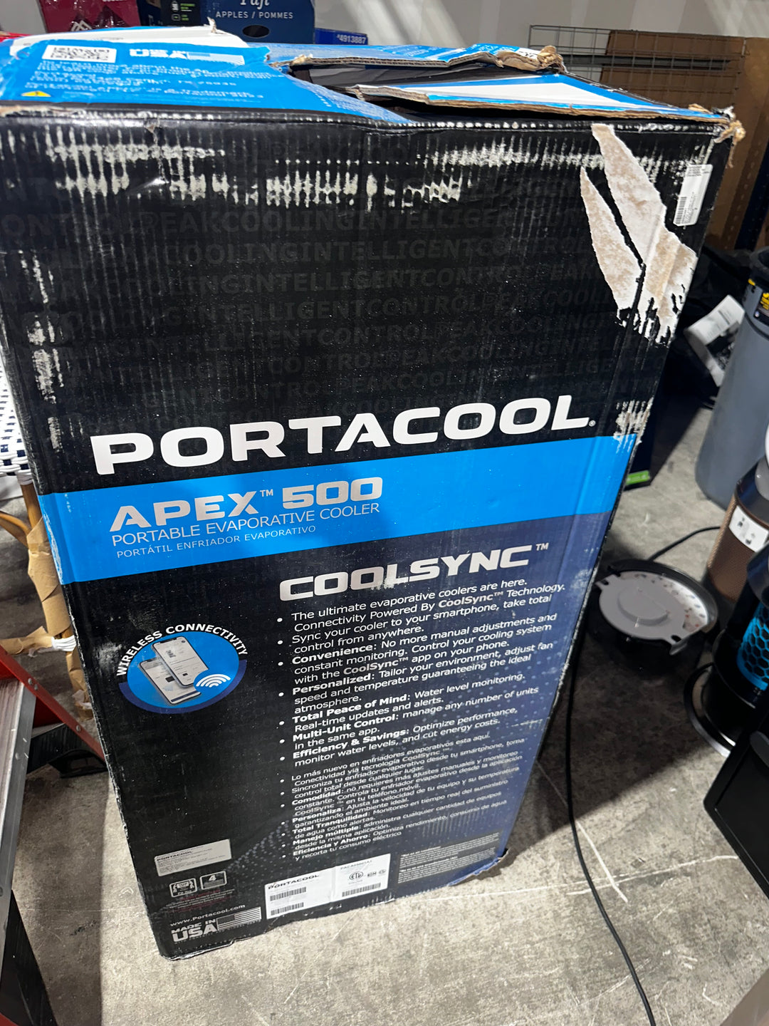Portacool Apex 500 - WiFi High Velocity 800-CFM 5 -Speed Outdoor Portable Evaporative Cooler for 500-sq ft (Motor Included) (open box)