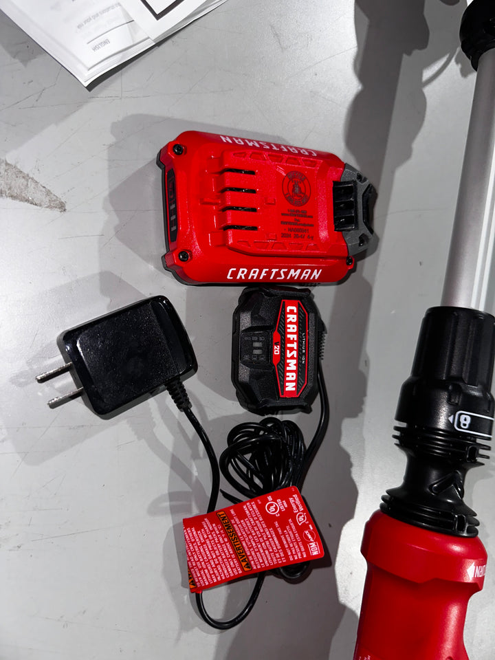 CRAFTSMAN V20 20-volt Max 13-in Straight Shaft Battery String Trimmer 2 Ah (Battery and Charger Included) (USED)