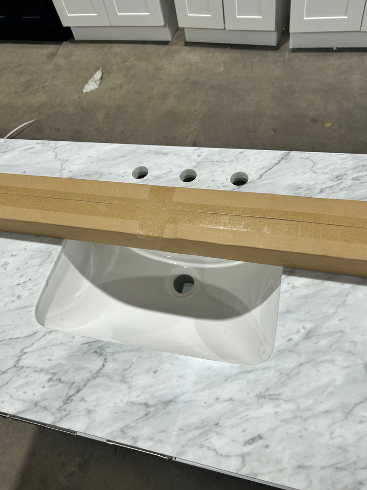 allen + roth Roveland 48-in White Undermount Single Sink Bathroom Vanity with Natural Carrara Natural Marble Top (damaged)