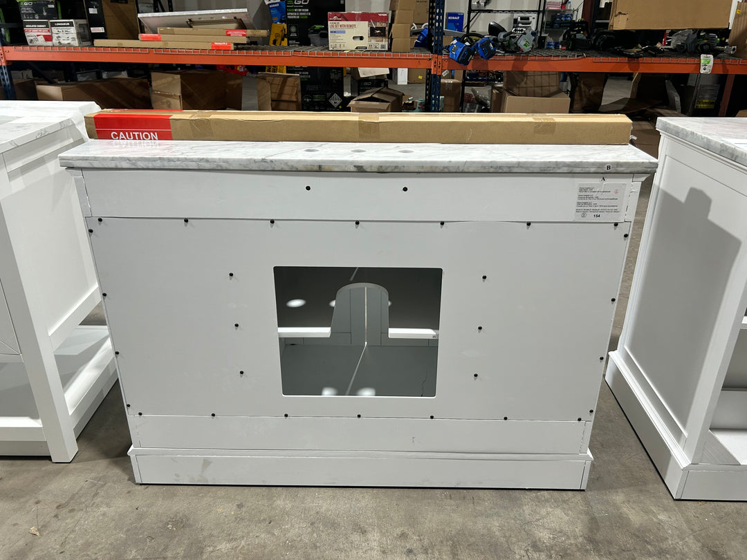 allen + roth Roveland 48-in White Undermount Single Sink Bathroom Vanity with Natural Carrara Natural Marble Top (damaged)