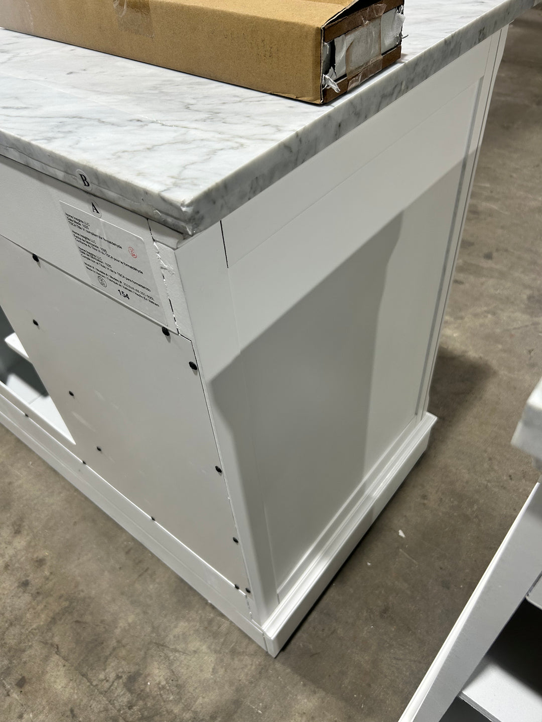 allen + roth Roveland 48-in White Undermount Single Sink Bathroom Vanity with Natural Carrara Natural Marble Top (damaged)