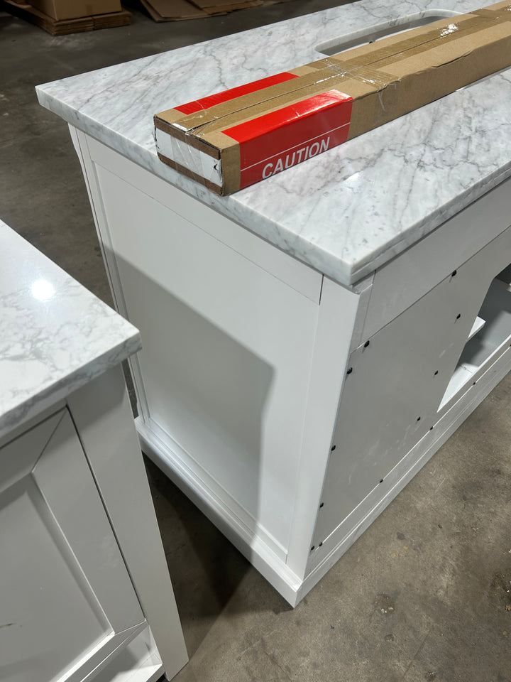 allen + roth Roveland 48-in White Undermount Single Sink Bathroom Vanity with Natural Carrara Natural Marble Top (damaged)