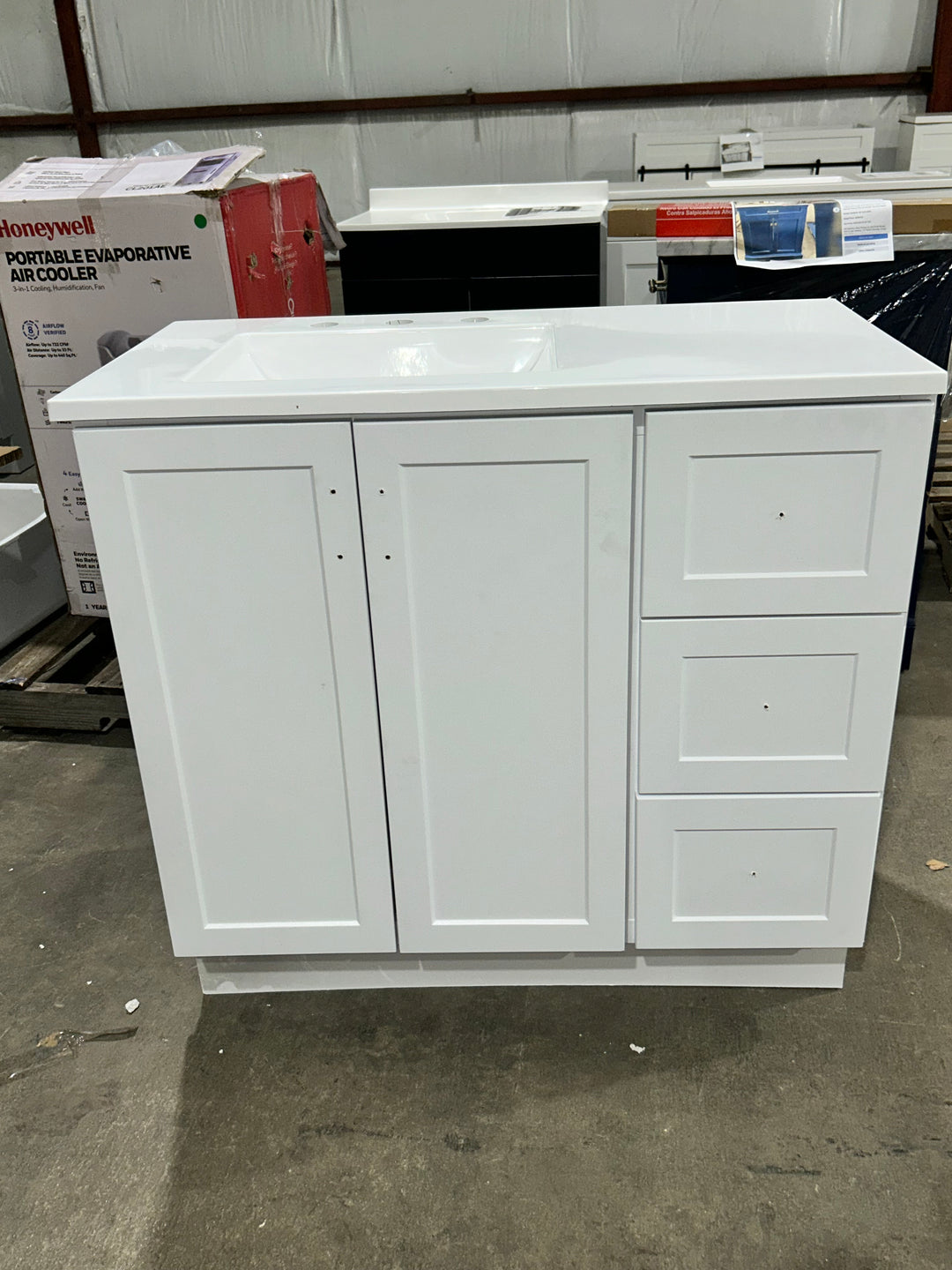 Style Selections Davies 36-in White Single Sink Bathroom Vanity with White (open box)